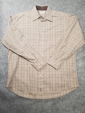 Alex Cannon Men's XL Long Sleeve Brown Plaid Button Down Casual Shirt